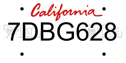 7DBG628 California License Plate