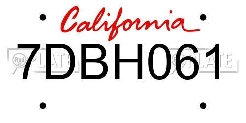 7DBH061 California License Plate