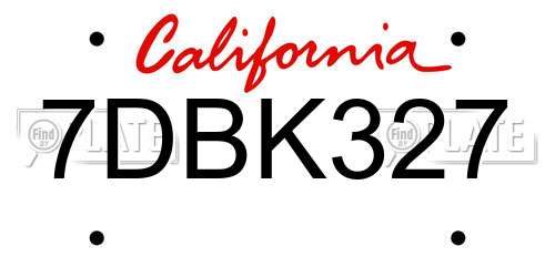 7DBK327 California License Plate