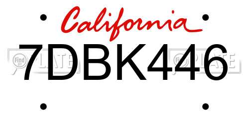 7DBK446 California License Plate