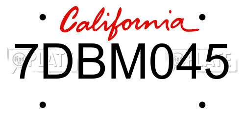 7DBM045 California License Plate