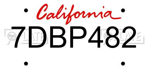 7DBP482 California License Plate