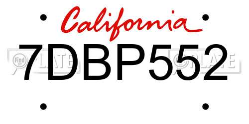 7DBP552 California License Plate