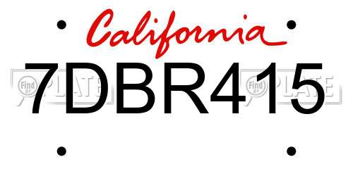 7DBR415 California License Plate