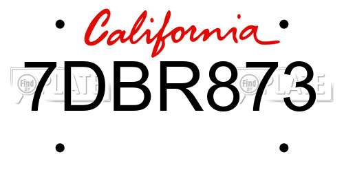 7DBR873 California License Plate