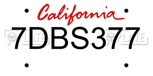 7DBS377 California License Plate