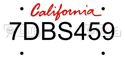 7DBS459 California License Plate