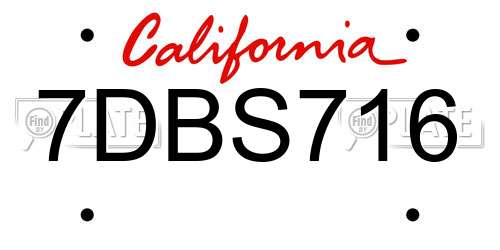 7DBS716 California License Plate