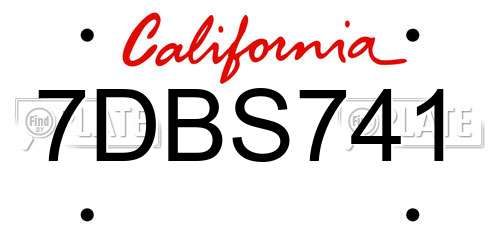 7DBS741 California License Plate
