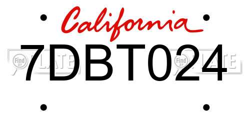 7DBT024 California License Plate