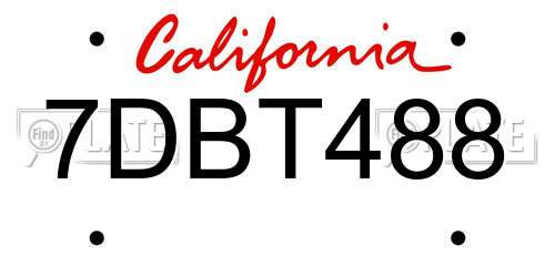 7DBT488 California License Plate