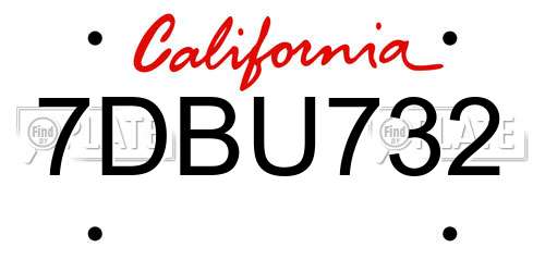 7DBU732 California License Plate