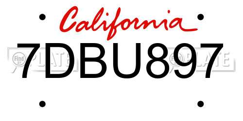 7DBU897 California License Plate