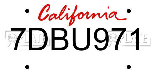 7DBU971 California License Plate