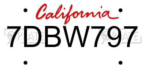 7DBW797 California License Plate