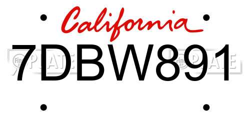 7DBW891 California License Plate
