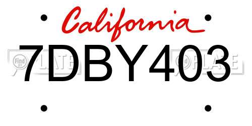 7DBY403 California License Plate