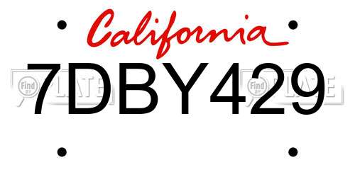 7DBY429 California License Plate