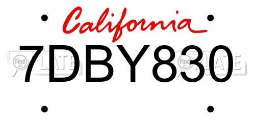 7DBY830 California License Plate
