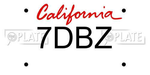 7DBZ California License Plate