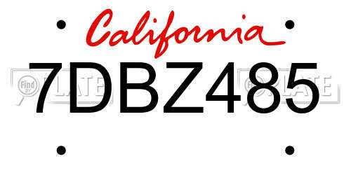 7DBZ485 California License Plate