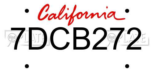 7DCB272 California License Plate