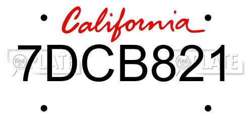 7DCB821 California License Plate