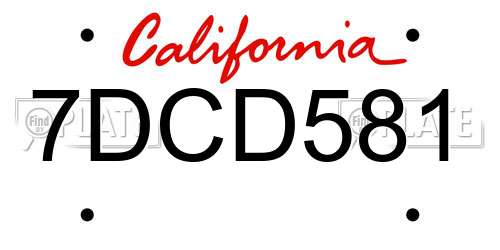 7DCD581 California License Plate