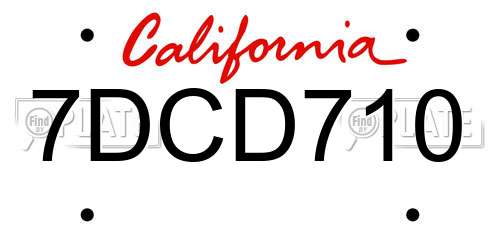 7DCD710 California License Plate