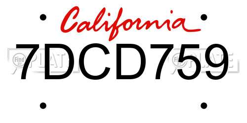 7DCD759 California License Plate