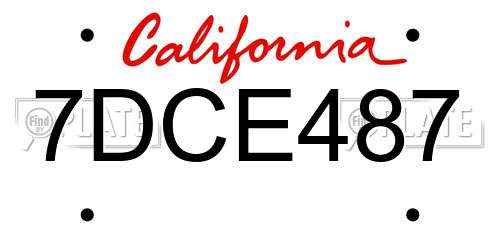 7DCE487 California License Plate