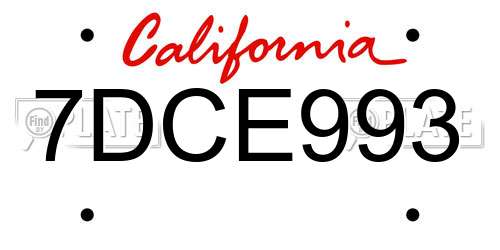 7DCE993 California License Plate