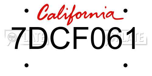 7DCF061 California License Plate