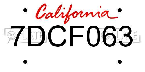 7DCF063 California License Plate