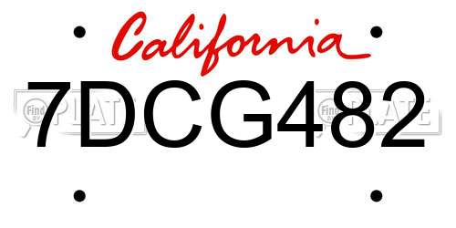 7DCG482 California License Plate