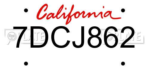 7DCJ862 California License Plate