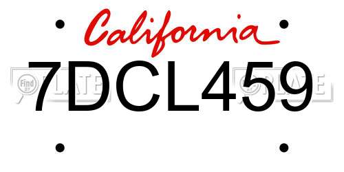 7DCL459 California License Plate