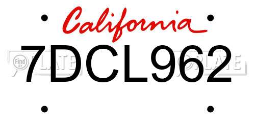 7DCL962 California License Plate
