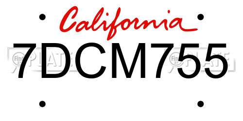 7DCM755 California License Plate