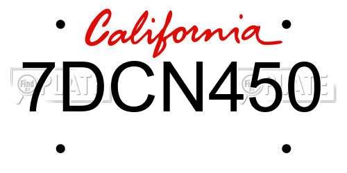 7DCN450 California License Plate