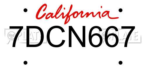 7DCN667 California License Plate