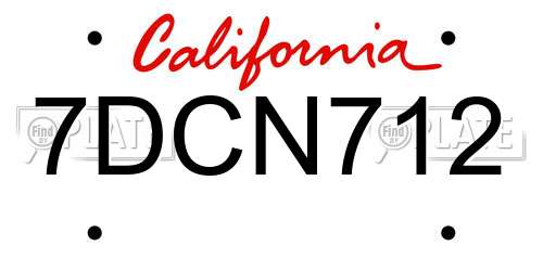7DCN712 California License Plate
