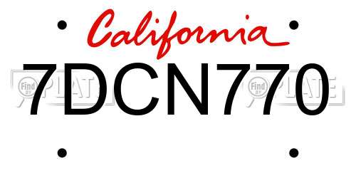 7DCN770 California License Plate