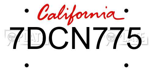 7DCN775 California License Plate
