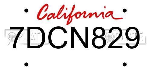 7DCN829 California License Plate