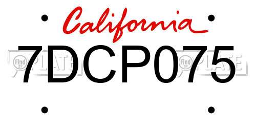 7DCP075 California License Plate
