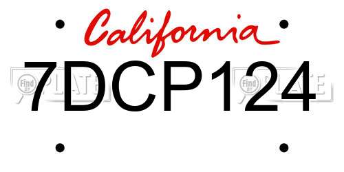 7DCP124 California License Plate