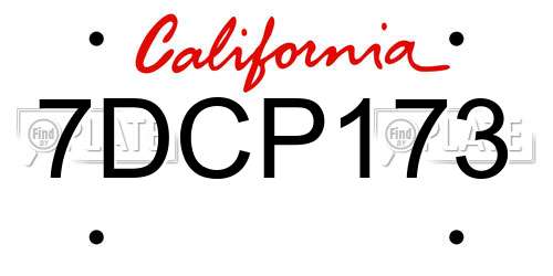 7DCP173 California License Plate