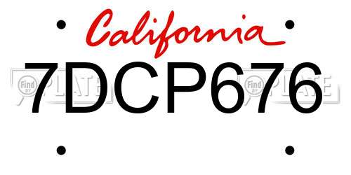 7DCP676 California License Plate