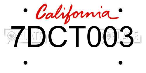 7DCT003 California License Plate